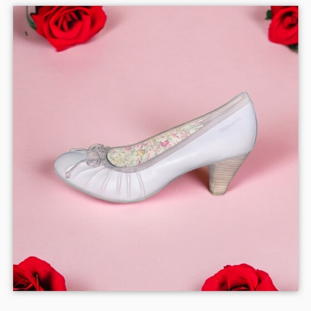 Tamaris Pump -Genuine Leather -Contrast trim-bow detail-floral lining -S… - Picture 13 of 16
